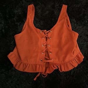 Ruffle tie up crop top